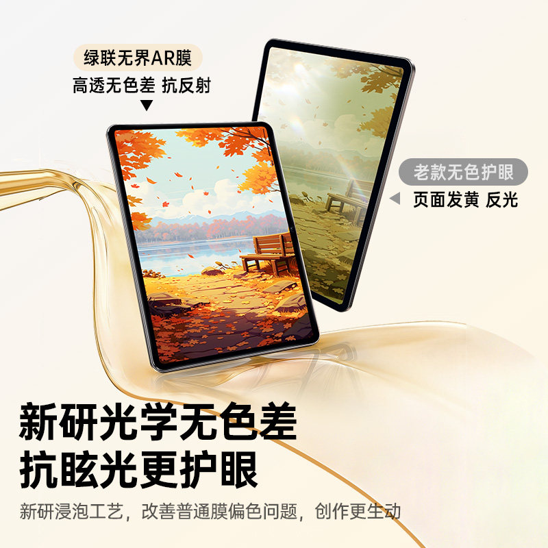 绿联新款无界AR抗反射膜适用iPadair8ar钢化膜11代2026苹果air76平板增透Pro11寸a16保护25第十10贴224防指纹