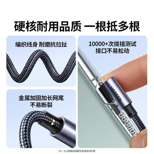 绿联type-c数据线弯头适用华为nova13mate70小米安卓66W手机短usb转横直角歪L型90编织6a超级快充tpyec充电线 - 图2