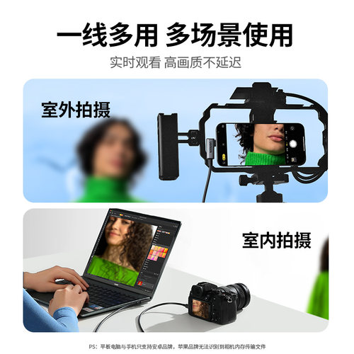 绿联相机联机线适用佳能尼康索尼松下富士微单反弯头加长VR串流拍摄影直播双头typec电脑高速传输数据连接线 - 图0