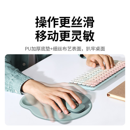 绿联鼠标垫护腕电脑鼠标办公女生滑鼠记忆棉防滑键盘手托耐脏男生 - 图2