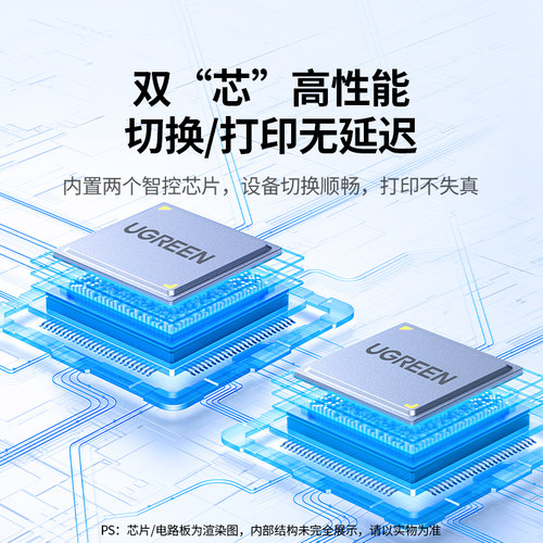 绿联打印机共享器网络转接头键盘鼠标数据线连接两台电脑分接切换二进一出共用转换一分二双usb分线器一拖二 - 图1