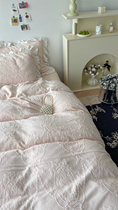 Pear Dream Style Retro Jacquard Autumn Winter Warm Milk Suede Four Sets Bed Linen Quilt Cover Coral Suede Bedding
