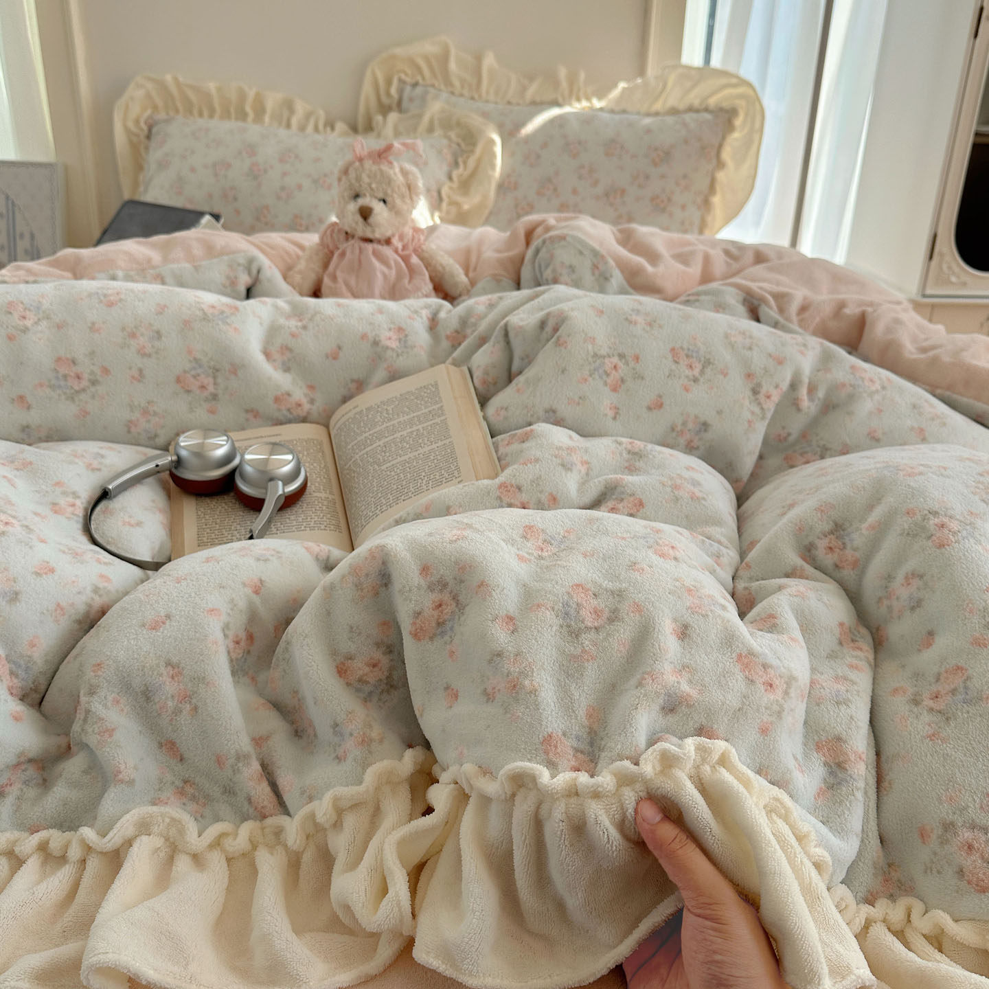 梨梦 雾岛听风 冬季保暖加厚牛奶绒四件套床单被套珊瑚绒床上用品,淘宝优惠券,粉丝福利购,淘宝优惠卷