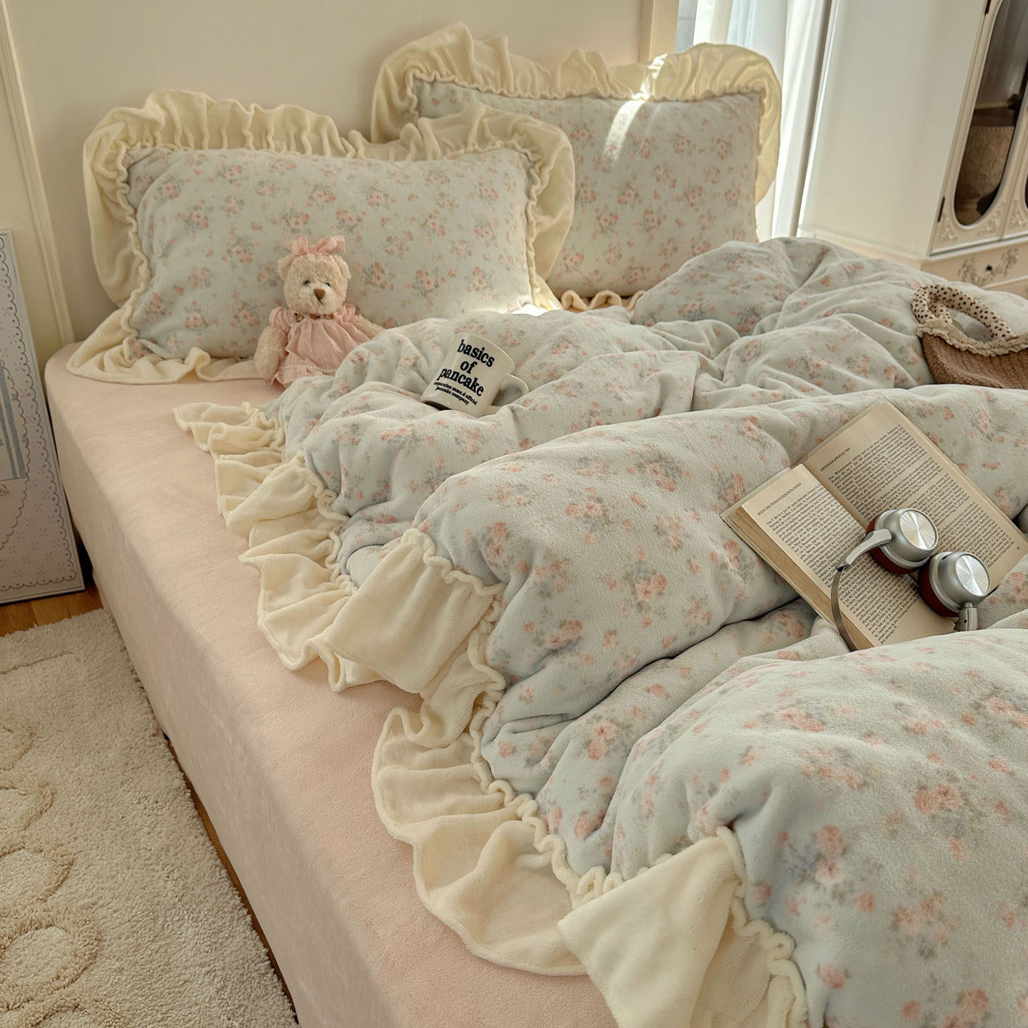 梨梦 雾岛听风 冬季保暖加厚牛奶绒四件套床单被套珊瑚绒床上用品,淘宝优惠券,粉丝福利购,淘宝优惠卷