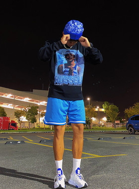 H3LLOFLAGCRIP蓝色腰果花头套