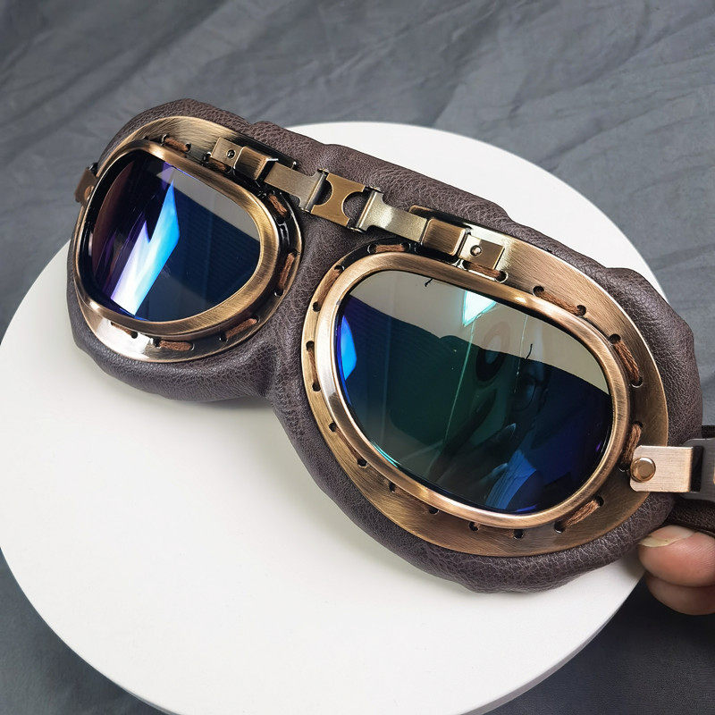 复古半盔头盔风镜机车电动车摩托车防风沙骑行飞行护目镜遮光眼镜,淘宝优惠券,粉丝福利购,淘宝优惠卷