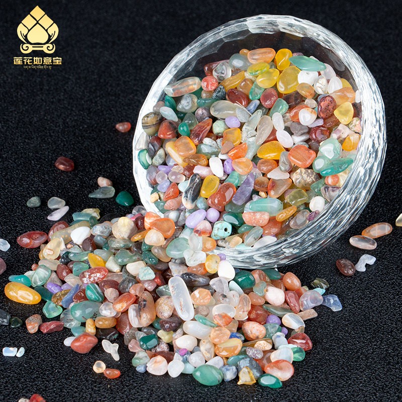 藏传玛瑙宝石优质七彩水晶家居室内供修曼扎装藏七宝石小号500g-图0