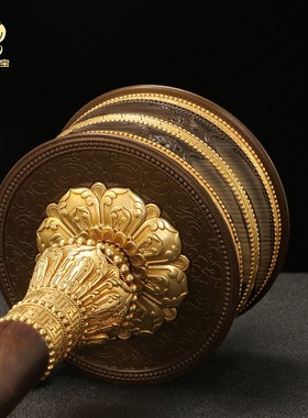 亚青铜手摇转轮经筒办公桌面摆件