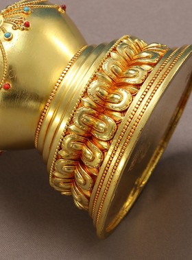 西藏噶当塔鎏金供奉摆件