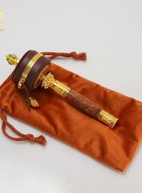 小号六字真言皮革手摇转金筒