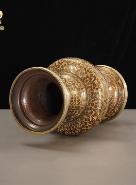 尼泊尔手工铜花瓶客厅插花