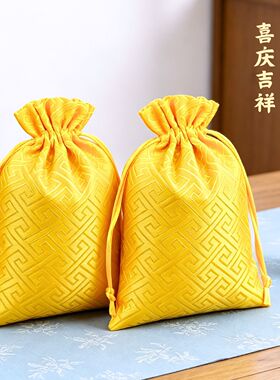 古典回纹首饰袋锦缎抽绳束口袋