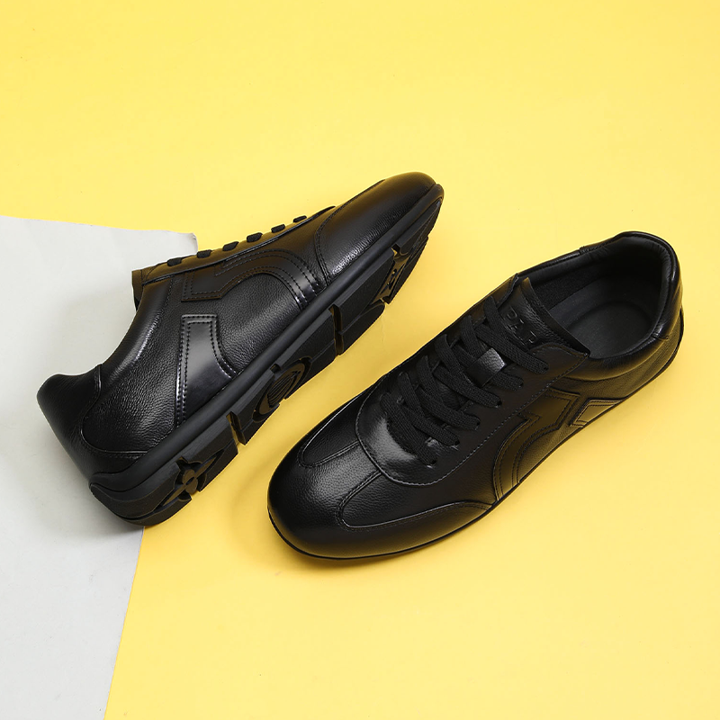 2026春季新款德训鞋男真皮黑色潮牌高端休闲皮鞋软牛皮豆豆板鞋男,淘宝优惠券,粉丝福利购,淘宝优惠卷