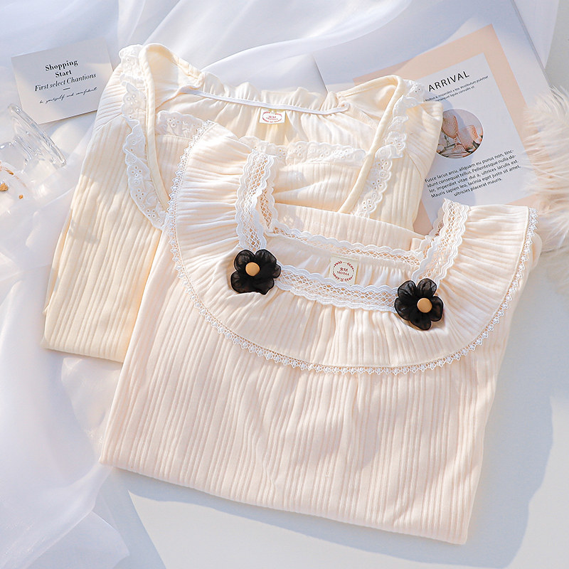 春秋季2021年新款宽松长袖纯棉睡衣 嫦香诗睡衣/家居服套装