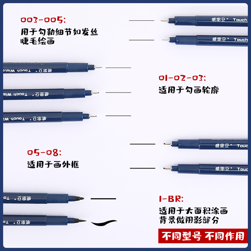 威思立针管笔动漫专用勾线笔美术专用套装防水速干绘图描线笔手绘-图0