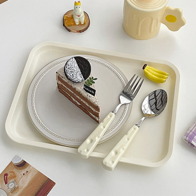 Cheese ceramic handle knife and fork spoon set
