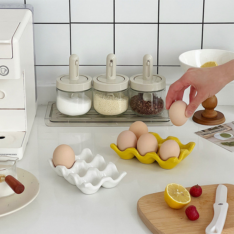 穆尼  ins高颜值鸡蛋格6格陶瓷托vlog同款收纳收纳格拍照道具厨房,淘宝优惠券,粉丝福利购,淘宝优惠卷