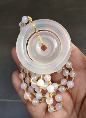 芝喜安高冰种玉髓玛瑙平安扣项链