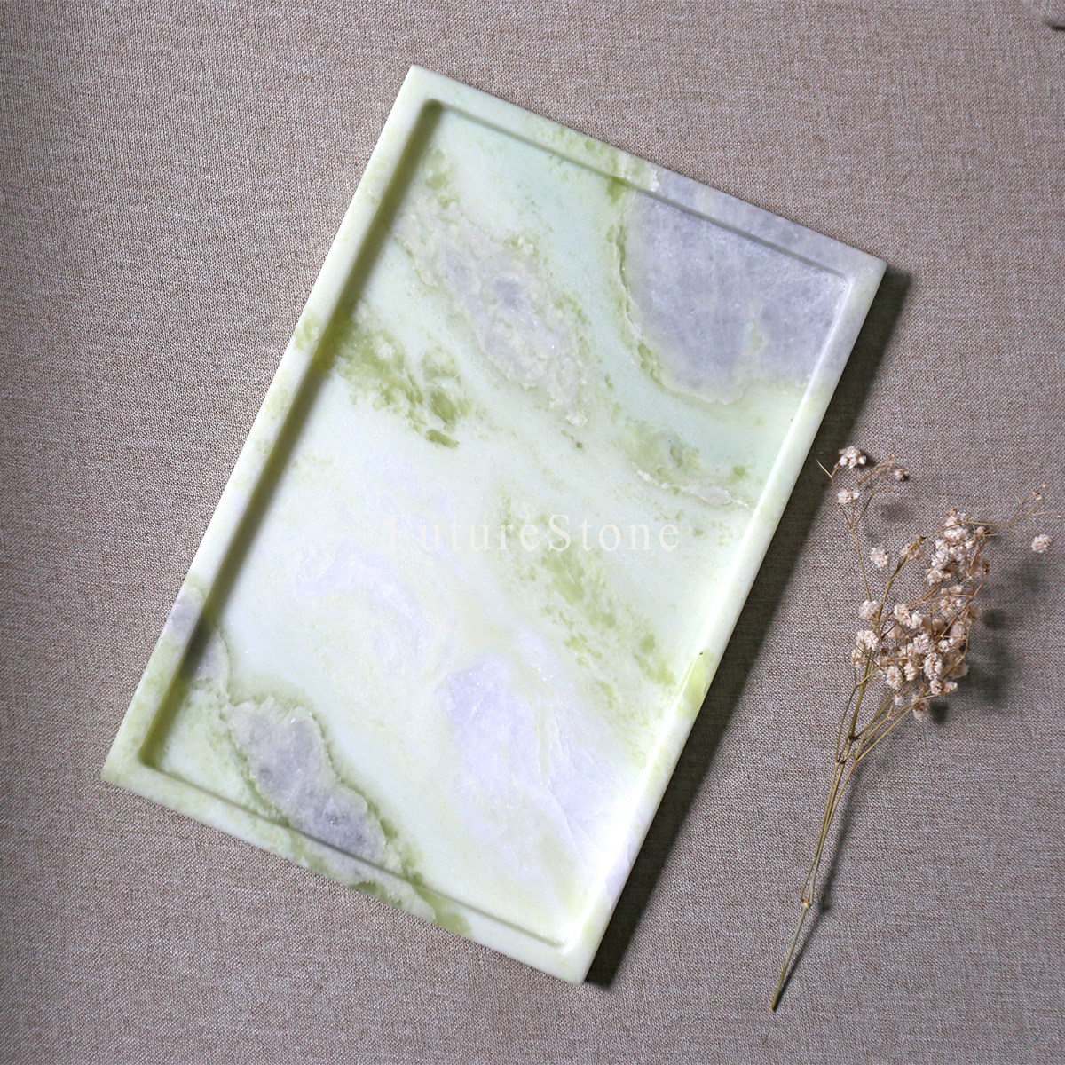 轻奢天然绿色大理石长方形托盘浴室乳液瓶置物盘护肤品化妆品收纳,淘宝优惠券,粉丝福利购,淘宝优惠卷