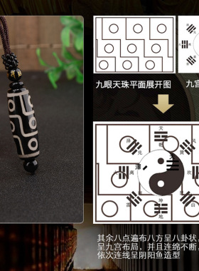 藏族真品九眼天珠项链男士复古玛瑙吊坠情侣佛珠毛衣链长百搭挂件