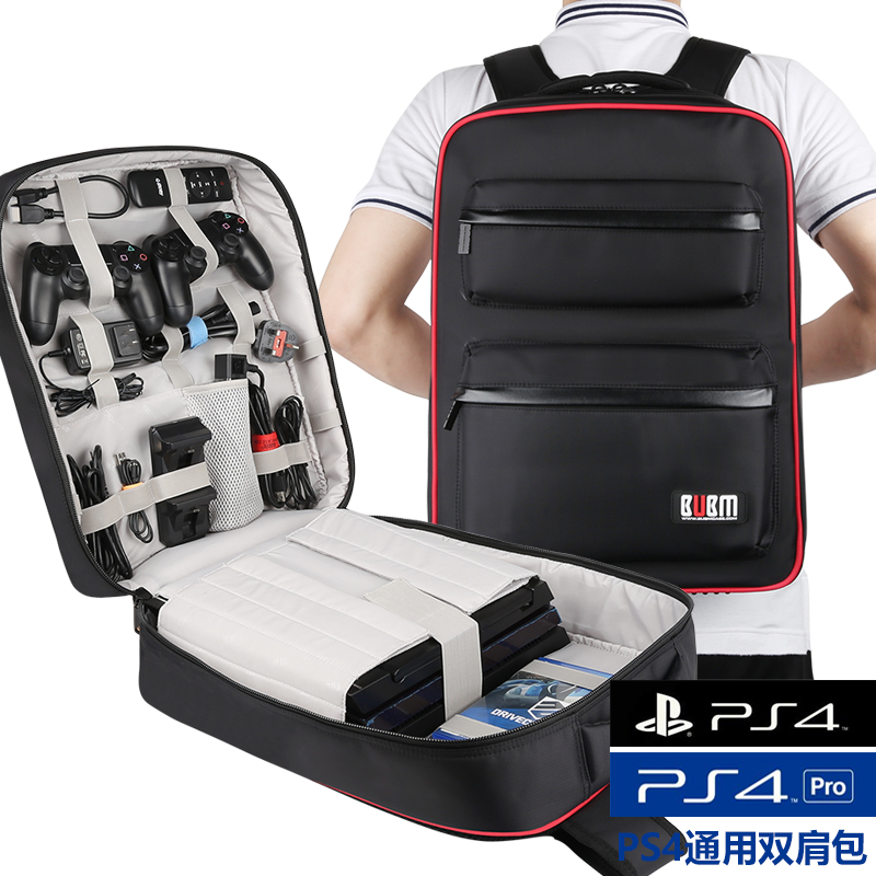 BUBM索尼PS5游戏机便携双肩包PS4主机收纳箱背包PS4 Pro专用保护手提外带双肩包主机周边配件整理包书包防尘 - 图2