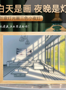 灯光画小夜灯定制卧室床头装饰画