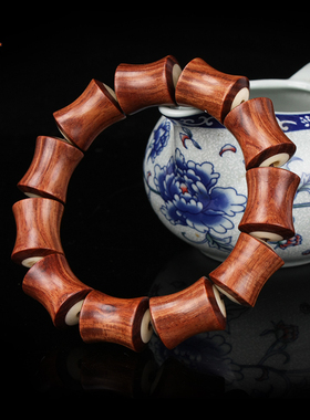 黄花梨手串正宗天然花梨木镶牛骨