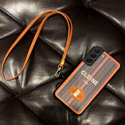 三星S25Edge手机壳s24+外壳s23plus保护套S21FE长挂绳硅胶全包精孔s22ultra防摔s25潮牌挂脖款皮质感老花 - 图3