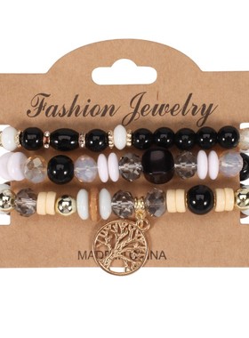 波西米亚手链女多层弹力串珠沙滩拍照配饰民族风简百搭个性生命树