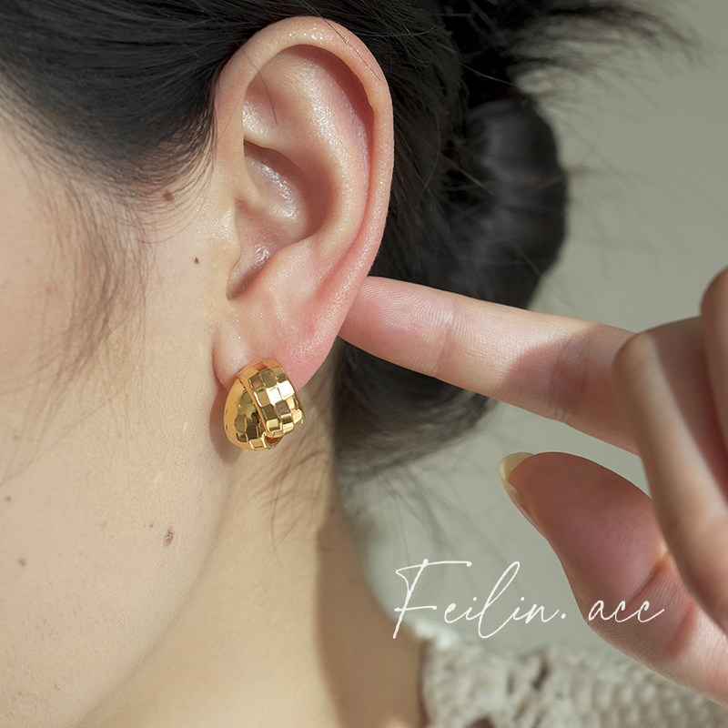 《热可可》法式双层半环耳环轻奢小众设计感金属碎碎冰耳钉耳饰女,淘宝优惠券,粉丝福利购,淘宝优惠卷