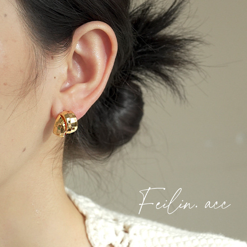 《热可可》法式双层半环耳环轻奢小众设计感金属碎碎冰耳钉耳饰女,淘宝优惠券,粉丝福利购,淘宝优惠卷