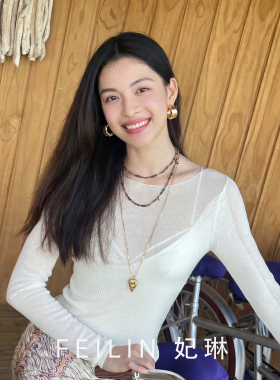 彩虹石爱心项链女款2026新款多层叠戴颈链彩色串珠双层缠绕圆珠链