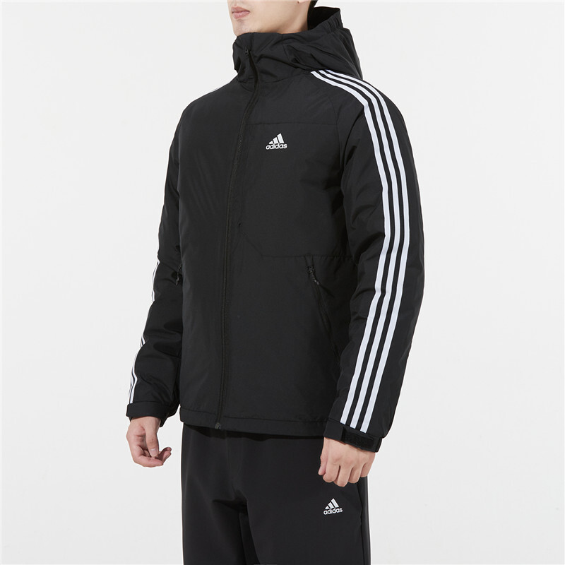 Adidas阿迪达斯羽绒服男2021冬季新款运动保暖外套连帽夹克H23080-图0