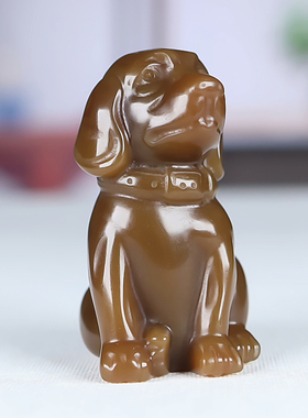 和田玉籽料糖玉生肖狗玉石手把件