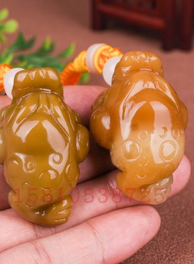 和田玉糖料金蟾献宝手把件