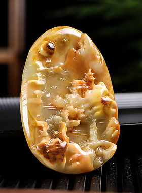 和田玉籽料山水玉挂件手把件