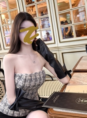 现货！【优雅大小姐】私藏搭皮草小能手Pu皮蝴蝶结手套