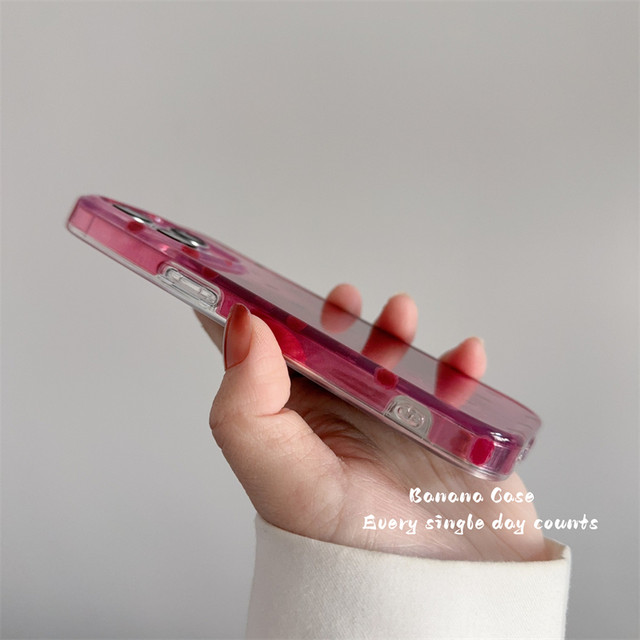 Korean ins niche raspberry red polka dot smudged hard shell