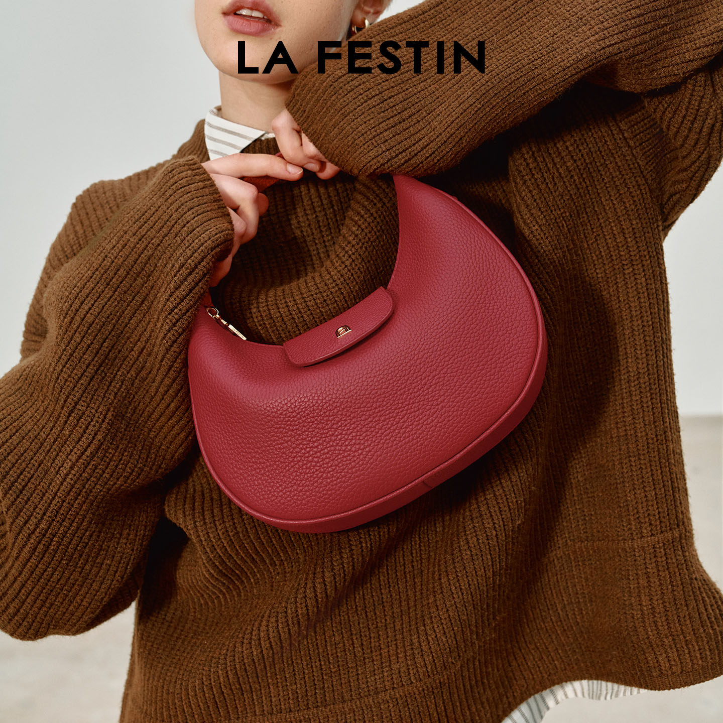 拉菲斯汀头层牛皮满月包包2026新款真皮女包手提斜挎包HOBO半月包,淘宝优惠券,粉丝福利购,淘宝优惠卷