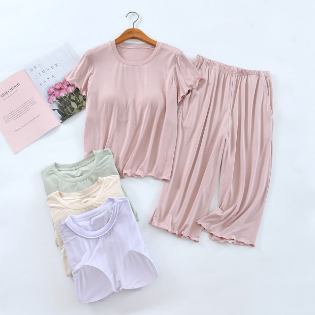 Modal padded trousers cropped ສໍາລັບ pajamas petite