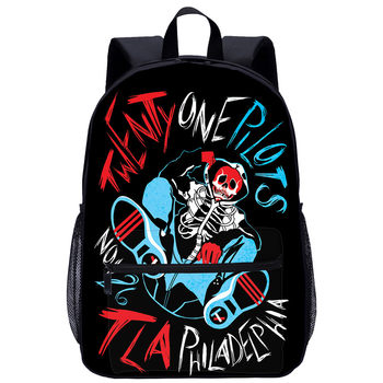 Band Twenty One Pilots students schoolbag computer backpack ກະເປົາເປ້ເດັກຊາຍ ແລະເດັກຍິງ ຂະໜາດ 17 ນິ້ວ