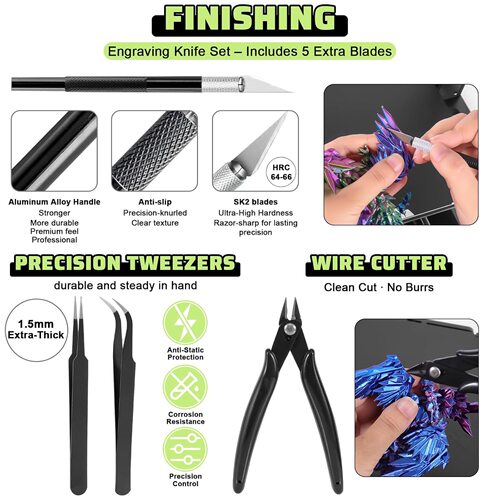 43件套3D打印机配件适用于FDM/SLA打印机喷嘴清洁拆卸刮刀精加工 - 图1