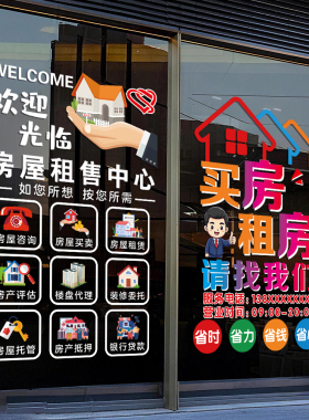 房产中介房屋租售玻璃装饰静电贴