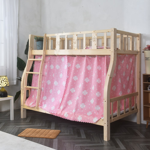 床帘子母床下铺遮挡帘儿童实木双层床宿舍遮光梯形高低床1.2m1.5m - 图1