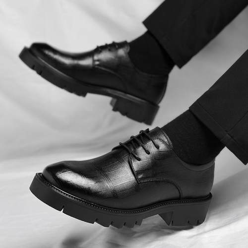 新款商务正装皮鞋男士内增高鞋8/10cm真皮厚底新郎鞋结婚鞋子男鞋 - 图3