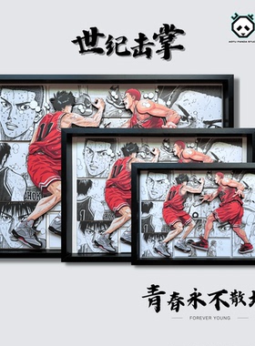 灌篮高手新世纪击掌超大纸艺立体画客厅玄关装饰挂画男友节日礼物