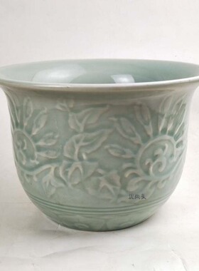 花盆80年代怀旧青瓷龙泉有孔土培