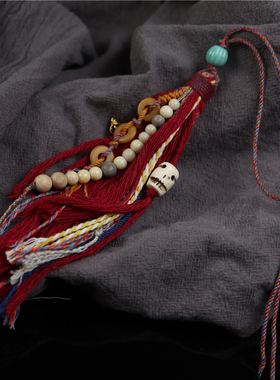 原创手编棉绳流苏吊坠包挂车挂坠