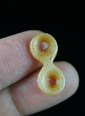 西藏传精品高密度天然牦牛骨雕八字环配件藏民手工文玩侧挂环配珠