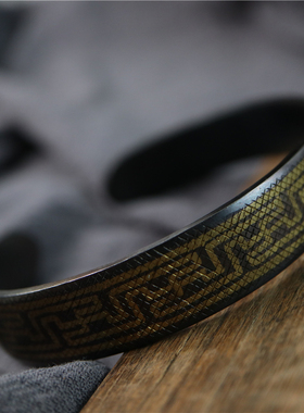 大号西藏精工铁雕手镯藏民手工铁镯臂环卐字纹错金翦金工艺